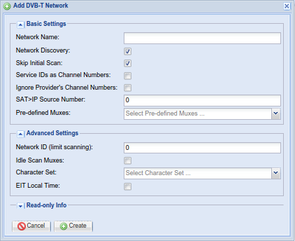 'Add/Edit Network' Dialog - DVB-T/2