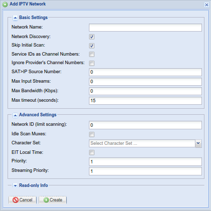 'Add/Edit Network' Dialog - IPTV