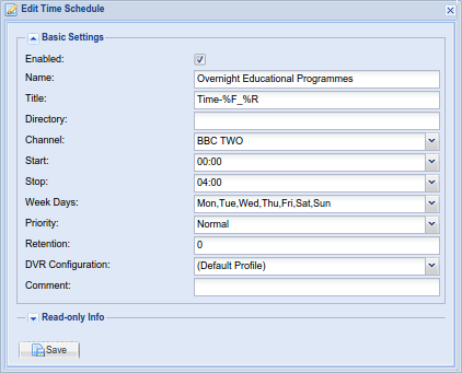 Add/Edit Time Schedules Dialog